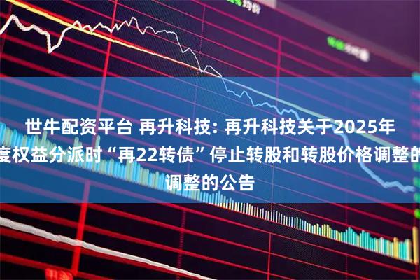 世牛配资平台 再升科技: 再升科技关于2025年半年度权益分派时“再22转债”停止转股和转股价格调整的公告